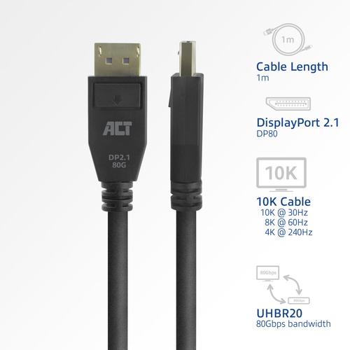 ACT AK4081 DisplayPort kabel 1 m Zwart