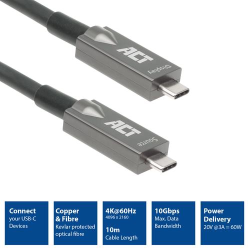 ACT USB-C 3.2 Gen2 Active Optical Cable (AOC) aansluitkabel, 3m