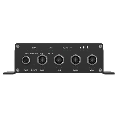 Teltonika ATRM50 5G Router for Transportation, Ultra-High Cellular Speeds, M12 CONNECTORS, DUAL SIM & eSIM, EN 45545-2 and EN 50155, PSU not included draadloze router Gigabit Ethernet Dual-band (2.4 GHz / 5 GHz) Zwart