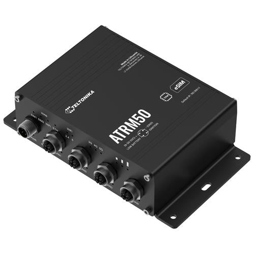 Teltonika ATRM50 5G Router for Transportation, Ultra-High Cellular Speeds, M12 CONNECTORS, DUAL SIM & eSIM, EN 45545-2 and EN 50155, PSU not included draadloze router Gigabit Ethernet Dual-band (2.4 GHz / 5 GHz) Zwart