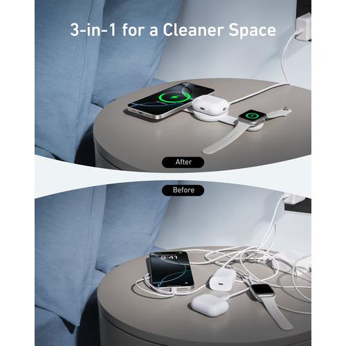 Anker B25M8H21 oplader voor mobiele apparatuur Hoofdtelefoons, Headset, Smartphone, Smartwatch Wit Draadloos opladen Snel opladen Binnen