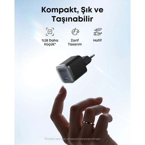 Anker er Nano Charger (45W 1C) Black netvoeding & inverter Zwart