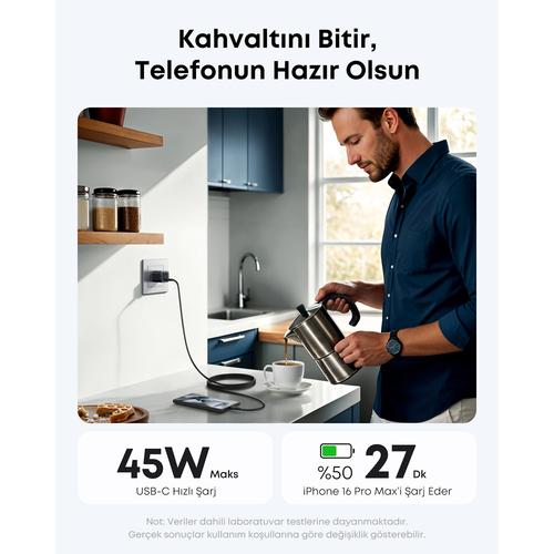 Anker er Nano Charger (45W 1C) Black netvoeding & inverter Zwart