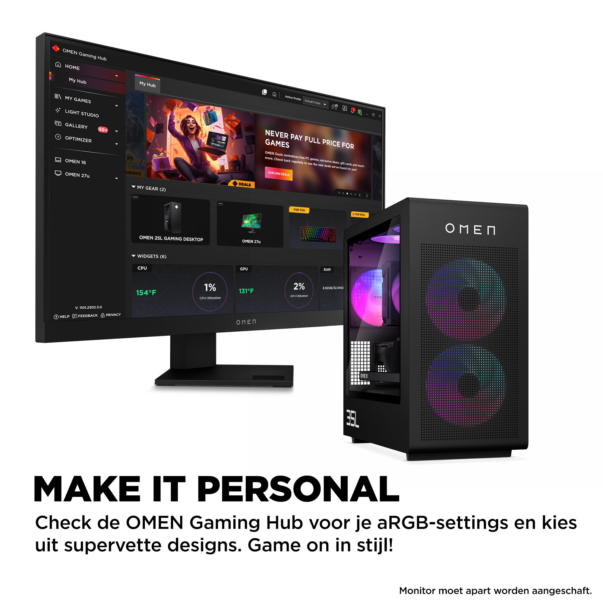 OMEN 35L Gaming Desktop Tower | SnowballI 2C24 | INTEL Core Ultra7 265K(ARROW LAKE) 5.50GHz 20 CORES | LCD Cap 240mm LC BLK | RAM KFURY32GB(2x16GB)DDR56000XMPRG QWERTY