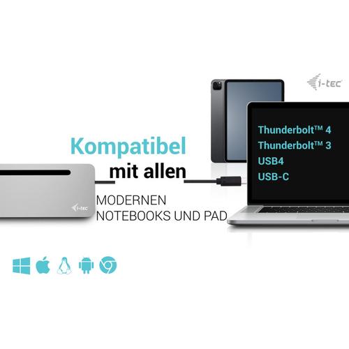 i-tec USB-C Metal Ergonomic 4K 3x Display Docking Station with PD 100W + i-tec Universal Charger 100W (bundle)