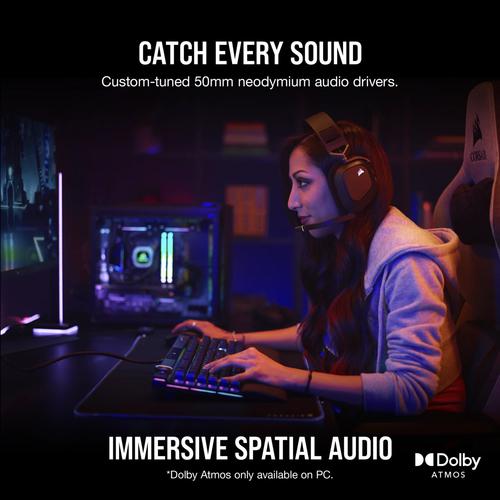 Corsair HS80 RGB Headset Draadloos Hoofdband Gamen Zwart