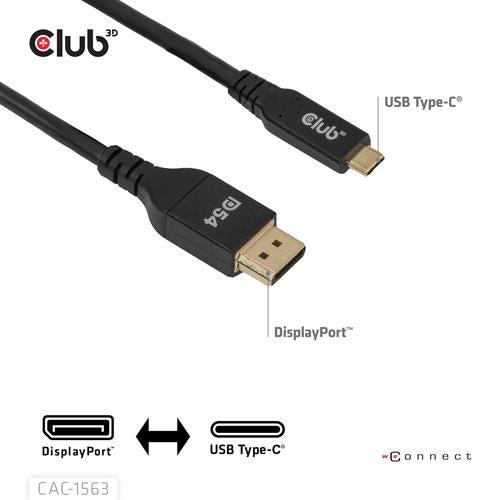 CLUB3D CAC-1563 USB-C® to DisplayPort™ 2.1 DP54 Bi-Directional Cable 8K120Hz 2m / 6.6ft