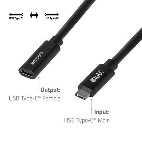 CLUB3D USB-C® 40 Gbps verlengkabel 1 m/3,28 ft