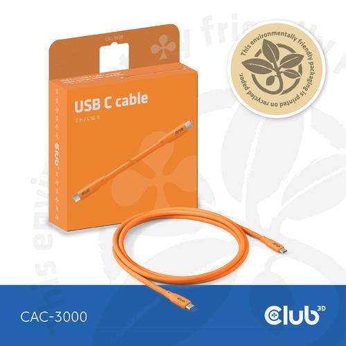 CLUB3D USB C oplaadkabel Oranje