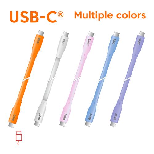 CLUB3D USB C oplaadkabel roze siliconen & tangle-free