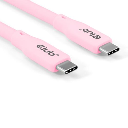 CLUB3D USB C oplaadkabel roze siliconen & tangle-free