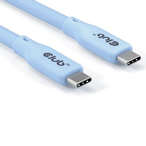 CLUB3D USB C oplaadkabel blauw siliconen & tangle-free