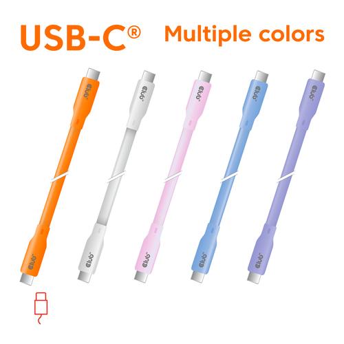 CLUB3D USB C oplaadkabel paars siliconen & tangle-free