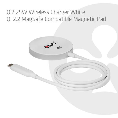 CLUB3D CAC-3027 Qi2 25W draadloze oplader zwart Qi 2.2 MagSafe-compatibel magnetisch pad