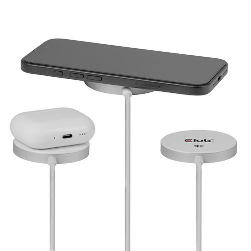 CLUB3D CAC-3027 Qi2 25W draadloze oplader zwart Qi 2.2 MagSafe-compatibel magnetisch pad