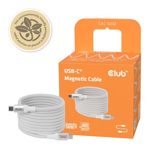 USB-C Magnetic-Coil 240W PD3.1 White Cable 2m Fast Charging