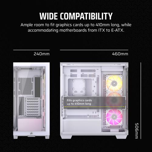 COR iCUE LINK 3500X RGB Tempered Glass Mid-Tower PC Case White