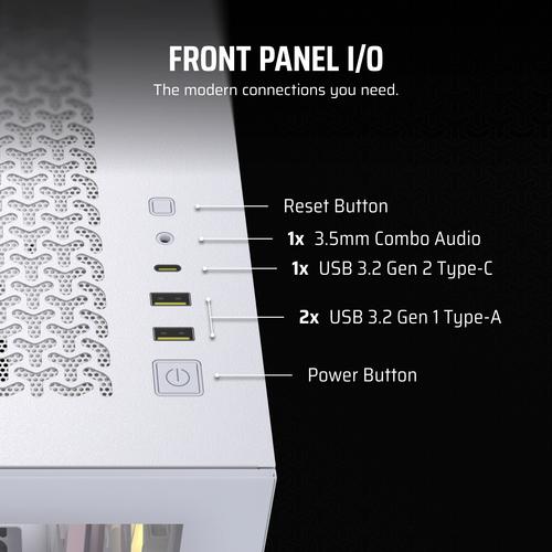 COR iCUE LINK 3500X RGB Tempered Glass Mid-Tower PC Case White