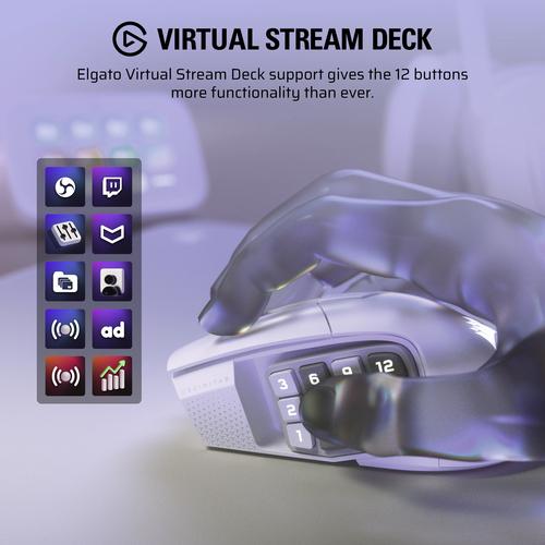 Corsair SCIMITAR ELITE WIRELESS SE muis Gamen Rechtshandig RF-draadloos + Bluetooth Optisch 33000 DPI