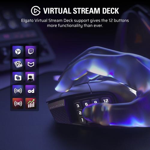 Corsair Scimitar Elite Wireless SE muis Gamen Rechtshandig RF-draadloos + Bluetooth Optisch 33000 DPI