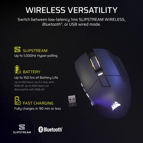 Corsair Scimitar Elite Wireless SE muis Gamen Rechtshandig RF-draadloos + Bluetooth Optisch 33000 DPI