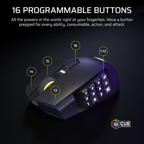 Corsair Scimitar Elite Wireless SE muis Gamen Rechtshandig RF-draadloos + Bluetooth Optisch 33000 DPI