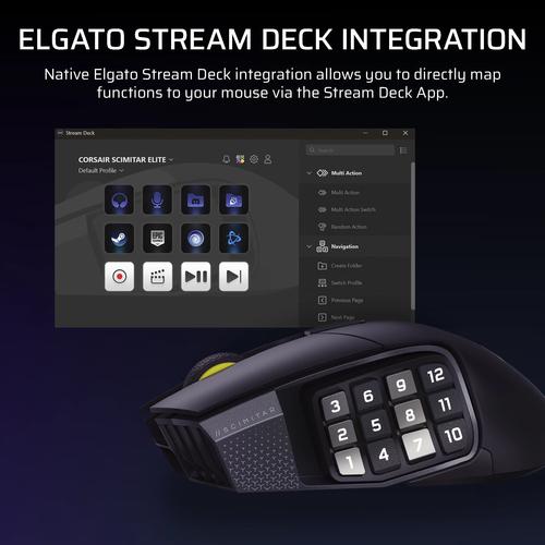 Corsair Scimitar Elite Wireless SE muis Gamen Rechtshandig RF-draadloos + Bluetooth Optisch 33000 DPI