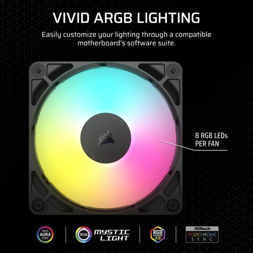 Corsair RS120 ARGB Computer behuizing Ventilator 12 cm Zwart 3 stuk(s)