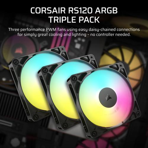 Corsair RS120 ARGB Computer behuizing Ventilator 12 cm Zwart 3 stuk(s)