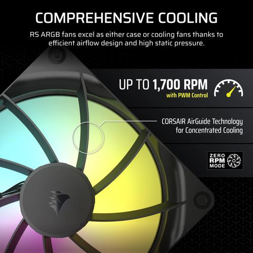 Corsair RS140 ARGB Computer behuizing Ventilator 14 cm Zwart 2 stuk(s)