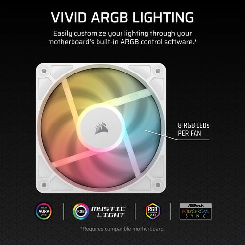 CORSAIR RS120-R ARGB White 120mm ARGB Fan Triple Pack