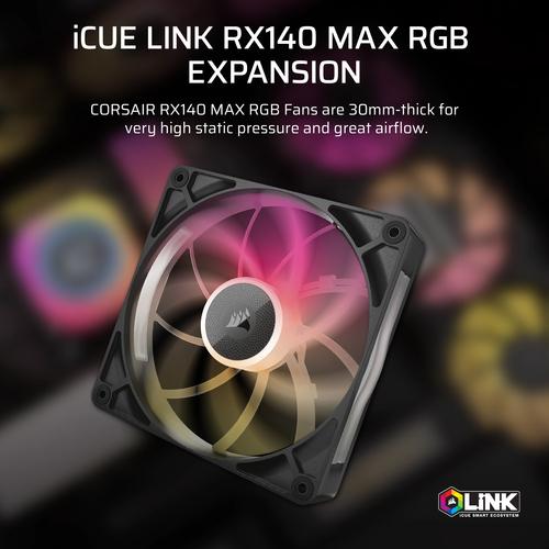 CORSAIR RX RGB MAX Series iCUE LINK RX140 RGB MAX 140mm RGB Fan Single Fan