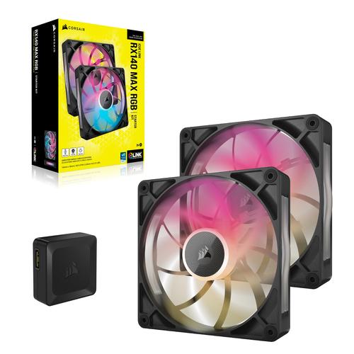 Corsair iCUE LINK RX140 MAX RGB Computer behuizing Ventilator 14 cm Zwart 2 stuk(s)