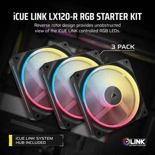 Corsair iCUE LINK LX120-R RGB Computer behuizing Ventilator 12 cm Zwart 3 stuk(s)
