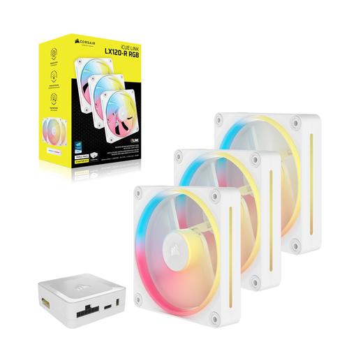 CORSAIR LX-R RGB Series iCUE LINK LX120R RGB White 120mm RGB Fan Triple Fan Kit