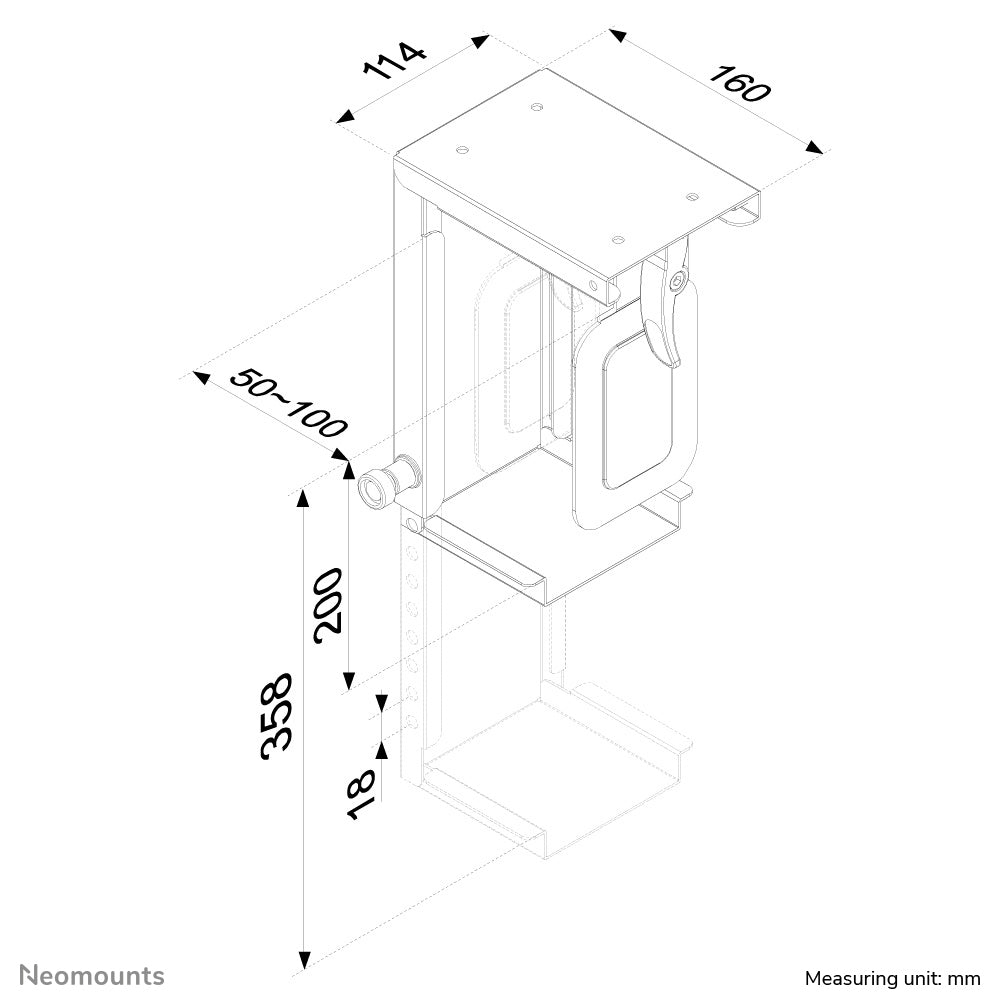 Neomounts CPU Holder (height PC: 20-36 cm / width PC: 5-10 cm)