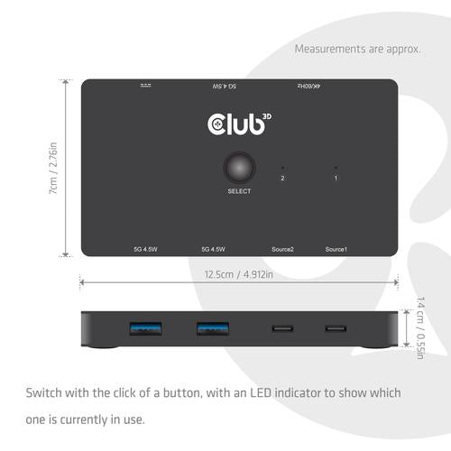 CLUB3D CSV-2512 KVM-switch Zwart