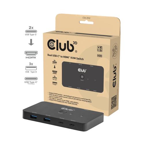 CLUB3D CSV-2512 KVM-switch Zwart