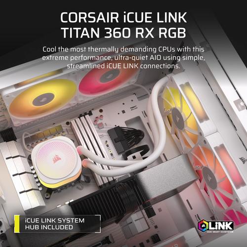 Corsair iCUE LINK TITAN RX RGB Processor Alles-in-één vloeistofkoeler 12 cm Wit 1 stuk(s)