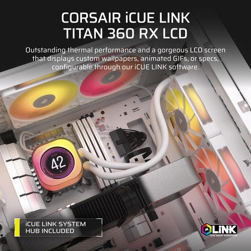 Corsair iCUE LINK TITAN 360 RX LCD Processor Luchtkoeler 12 cm Zwart 1 stuk(s)
