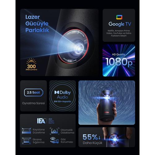 Anker Nebula Capsule 3 Laser Google TV Projectormodule 300 ANSI lumens DLP 1080p (1920x1080) Zwart
