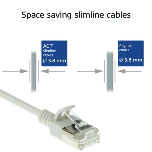 ACT Grijze 2 meter LSZH U/FTP CAT6A datacenter slimline patchkabel snagless met RJ45 connectoren