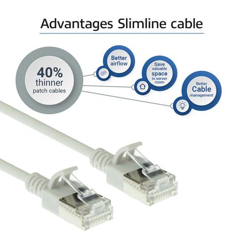ACT Grijze 2 meter LSZH U/FTP CAT6A datacenter slimline patchkabel snagless met RJ45 connectoren