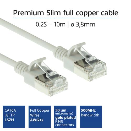 ACT Grijze 2 meter LSZH U/FTP CAT6A datacenter slimline patchkabel snagless met RJ45 connectoren