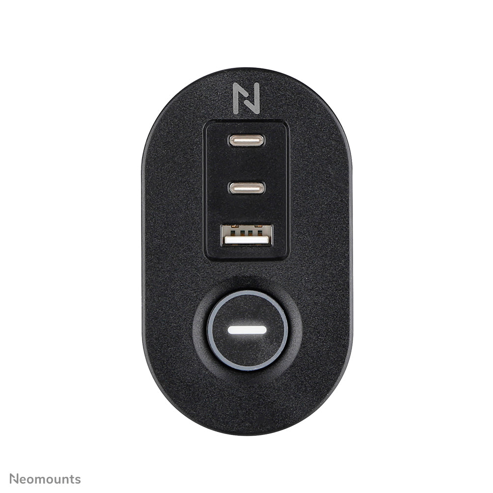 Neomounts VOLT Desk Clamp socket with Quick-charge USB Ports (clamp 0-50mm) 3x type-F 230V 1x USB-A 18W 2x USB-C 20W