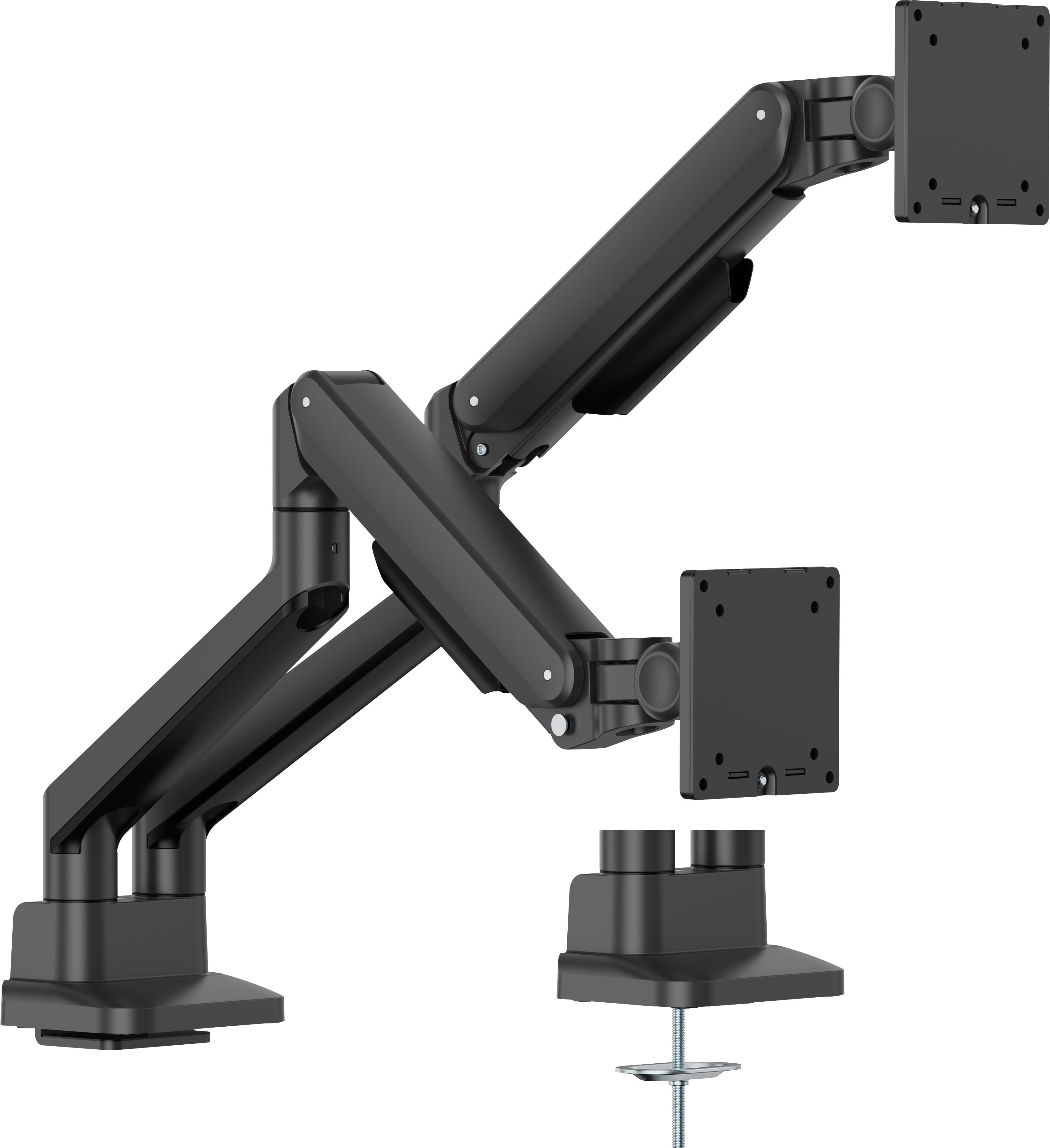 Stylish flexible deskmount for dual monitor with mechanical spring formonitors up to 32i (12kg) Pivot Bearing head structure Smooth operation