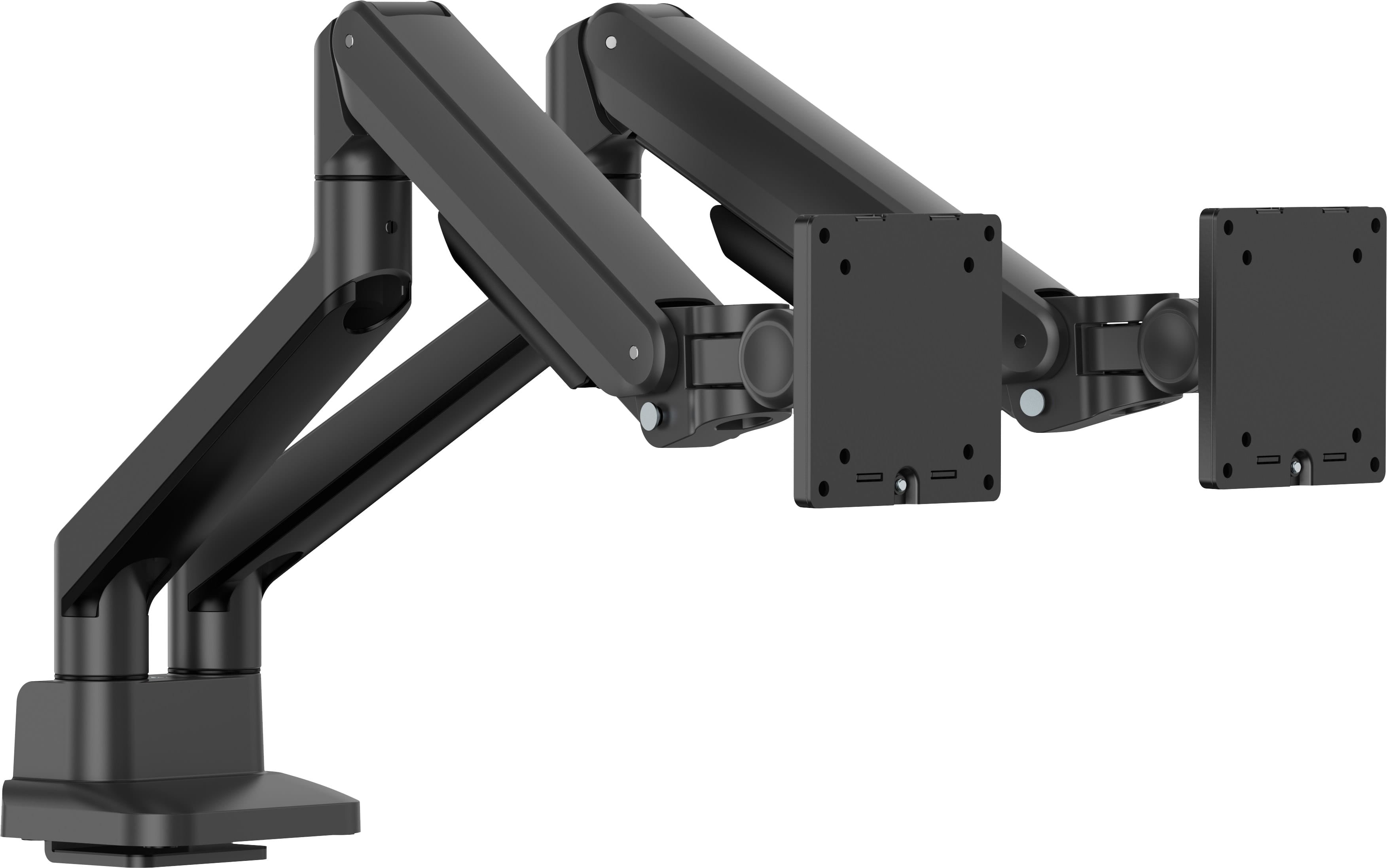 Stylish flexible deskmount for dual monitor with mechanical spring formonitors up to 32i (12kg) Pivot Bearing head structure Smooth operation