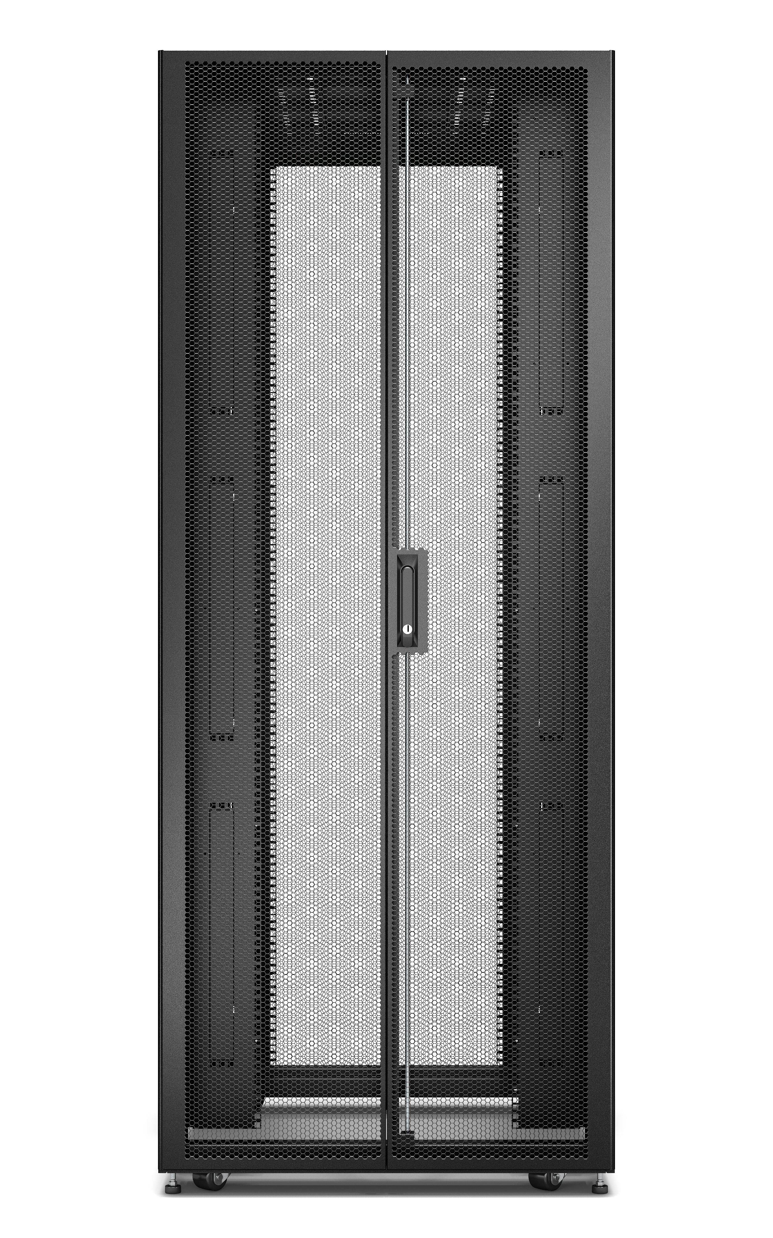 Easy Rack 800mm/42U/1000mm with Roof  Side panel castors feet and 4 Brackets  No Bottom  black