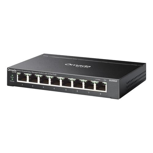 TP-Link Omada ES208GP netwerk-switch Managed L2 Gigabit Ethernet (10/100/1000) Power over Ethernet (PoE) DIN rail Zwart