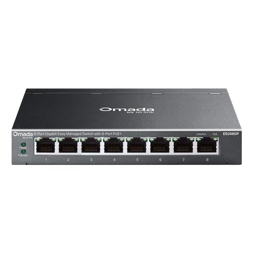 TP-Link Omada ES208GP netwerk-switch Managed L2 Gigabit Ethernet (10/100/1000) Power over Ethernet (PoE) DIN rail Zwart